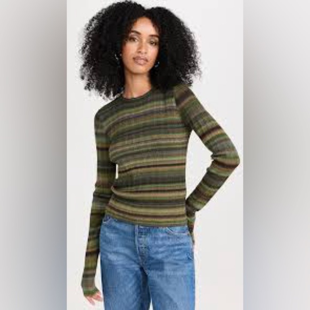 Re/Done Multicolor Striped Crew Neck Sweater